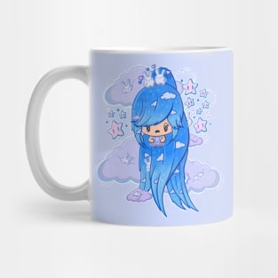 Cute blue cloud bubble head girl in kawaii style Mug